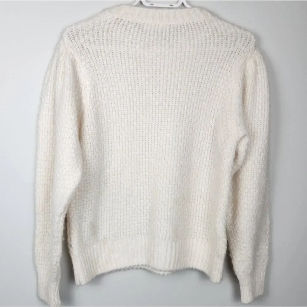 MNG 3D Strawberry Knit Puff Sleeves Size Medium Soft Fuzzy Cozy - Picture 3 of 12
